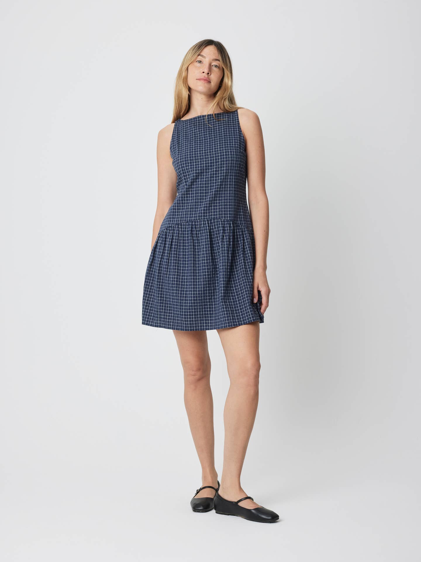 sanaly mini dress in navy tartan rami Kaylen Mini Dress