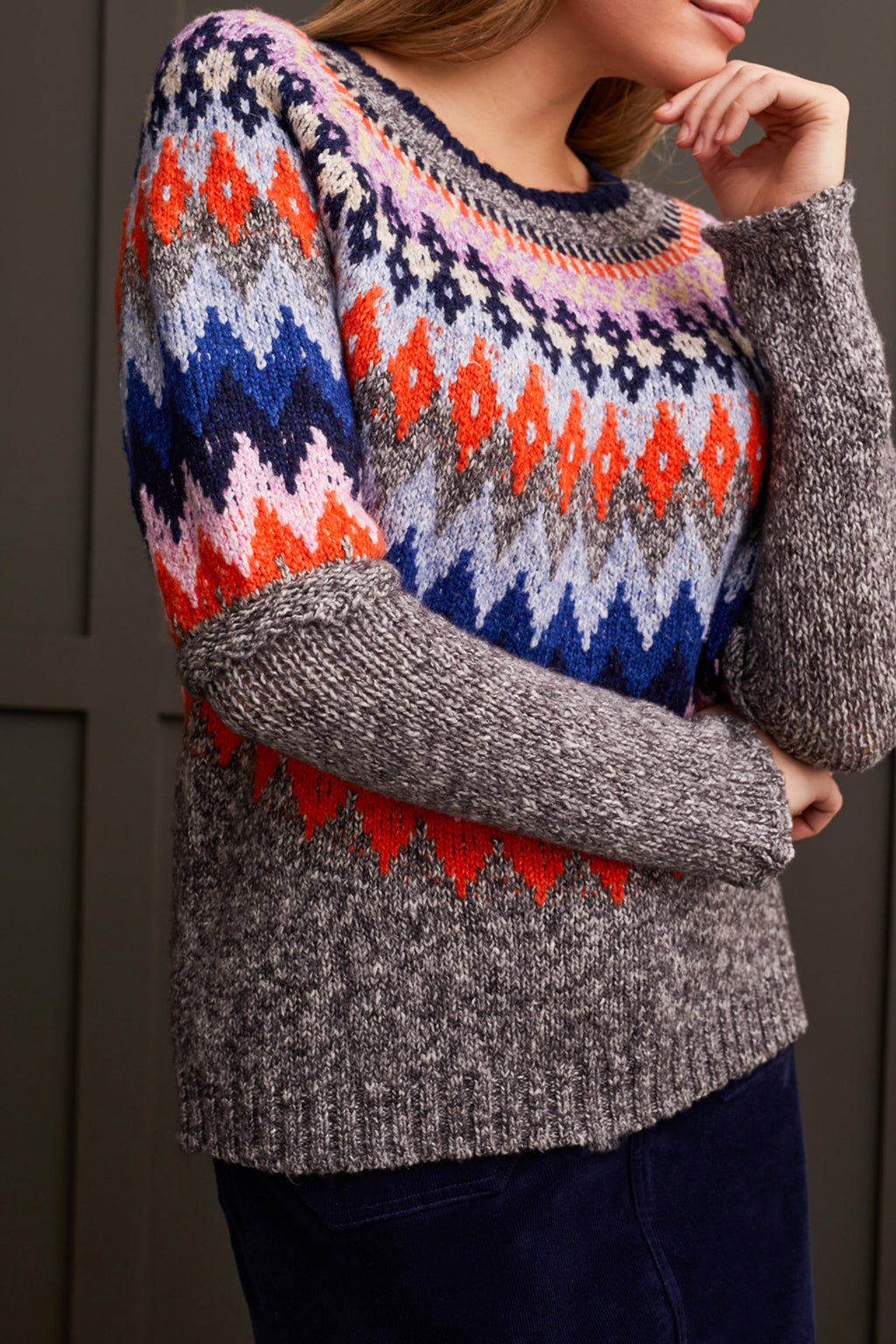 Long Sleeve Intarsia Sweater