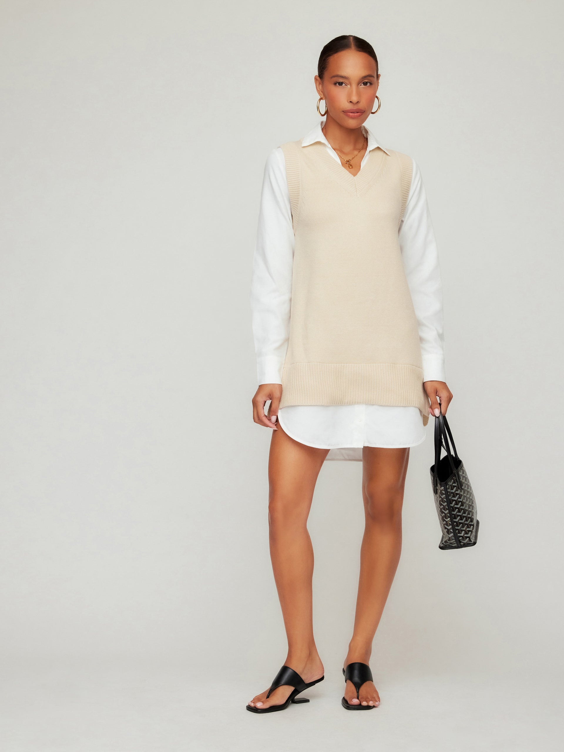 Elora Mixed Media Vest Dress