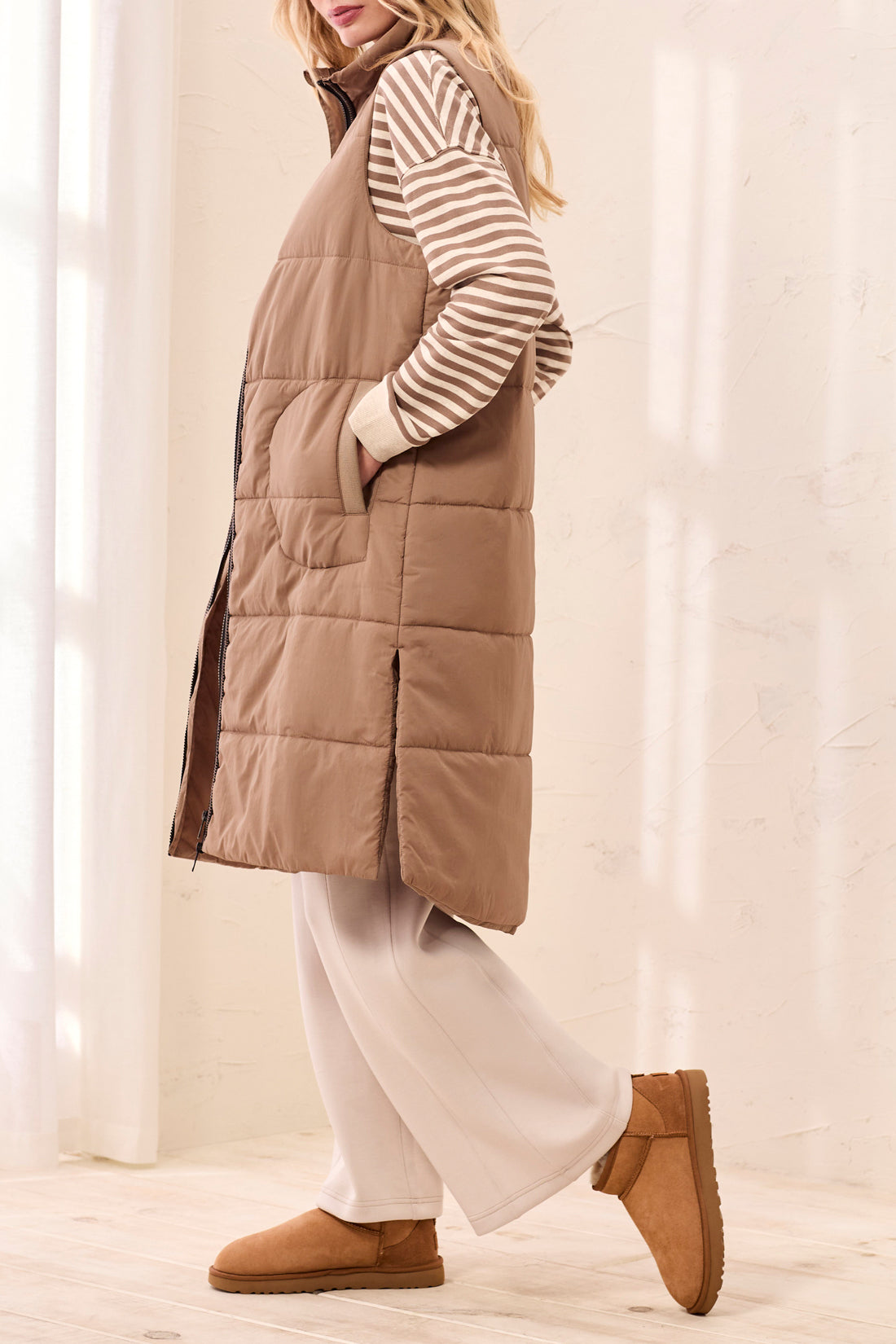 Long Zip Quilted Vest