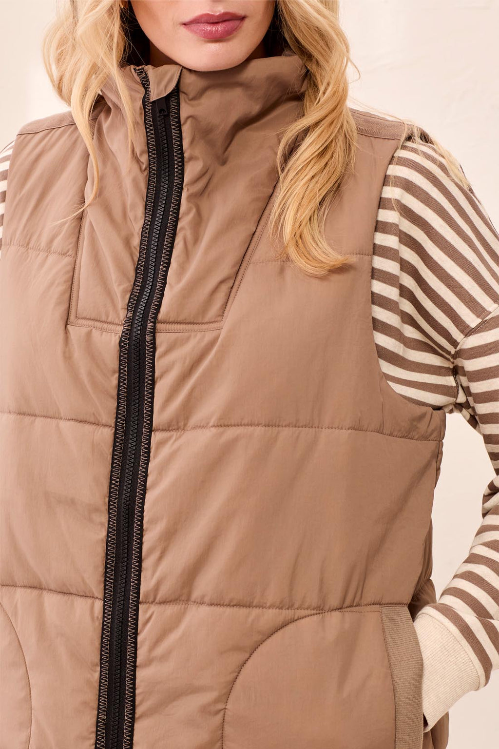 Long Zip Quilted Vest