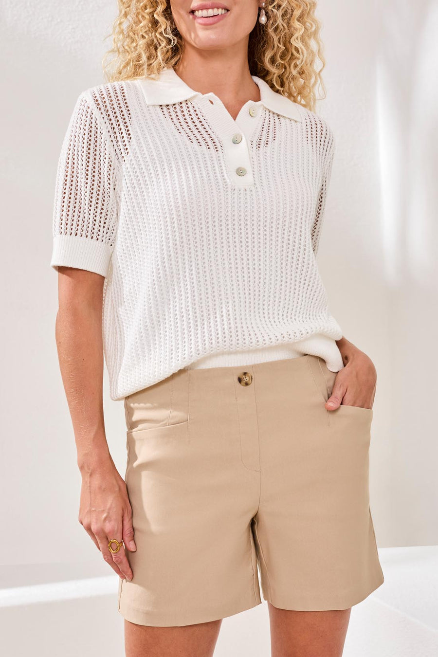 Flatten It® Button-Front Pull-On Shorts