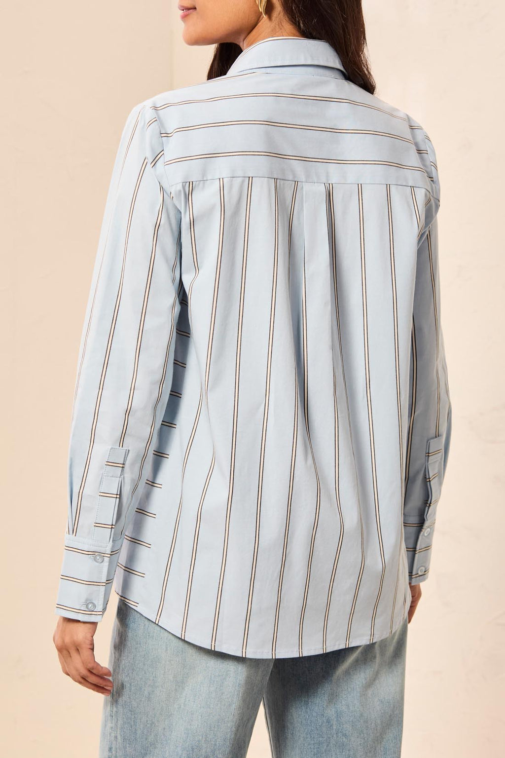 Long Sleeve Button Front Shirt with Side Panels