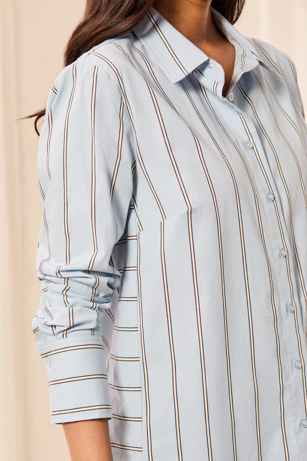 Long Sleeve Button Front Shirt with Side Panels