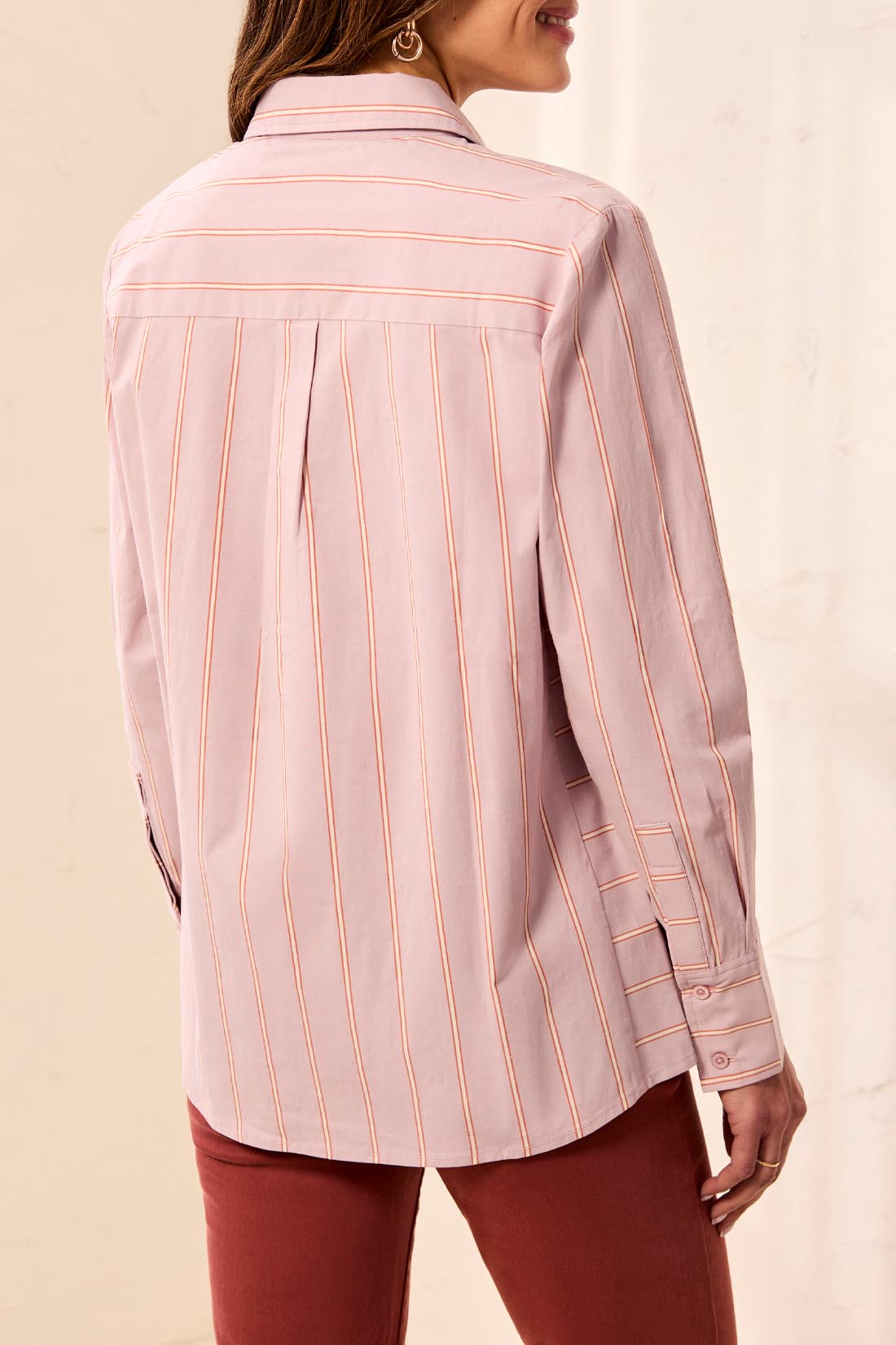 Long Sleeve Button Front Shirt with Side Panels