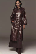 Halimi Patent Faux-Leather Trench Coat