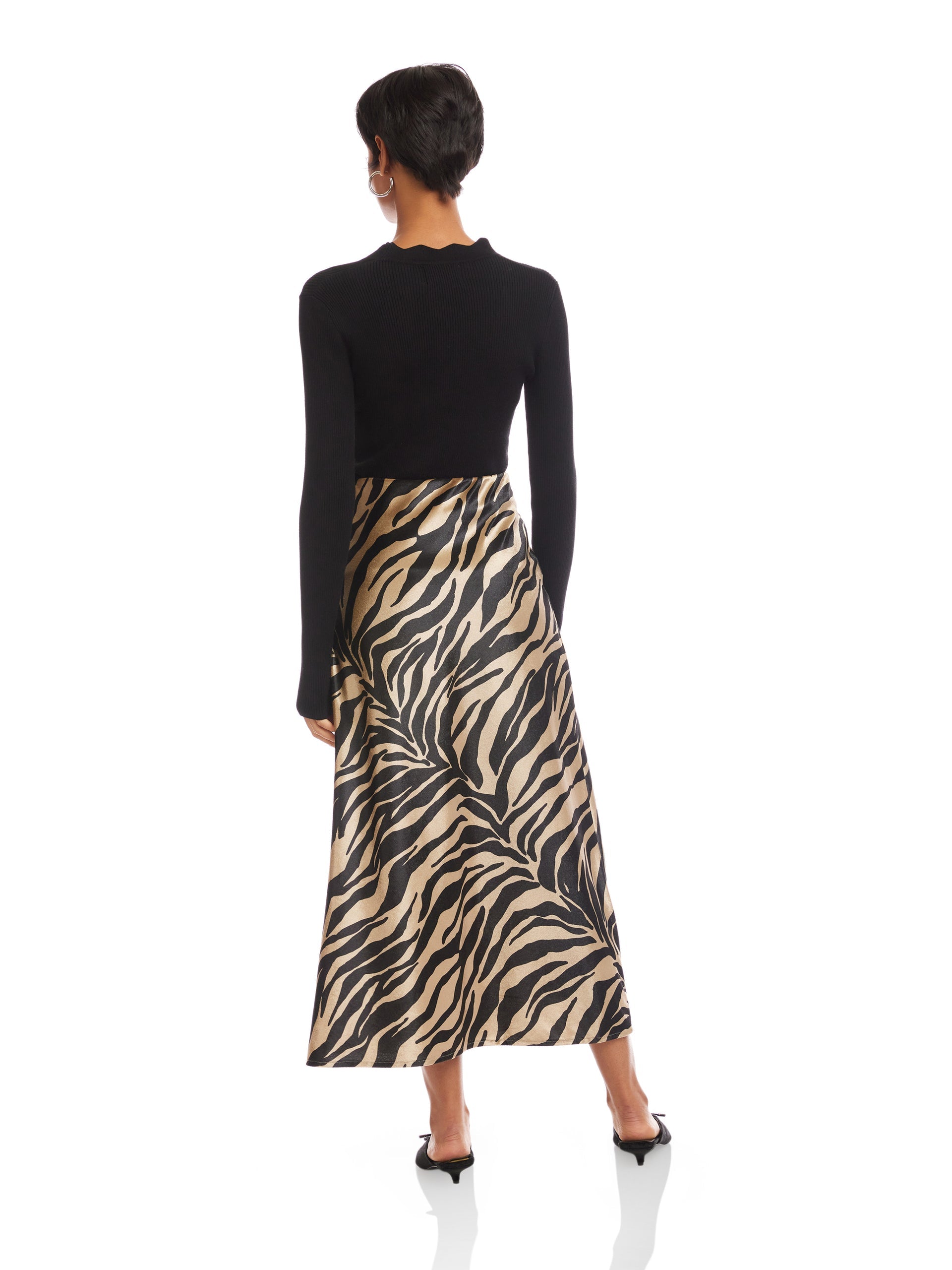 Evy Side-Slit Velvet Bias Skirt