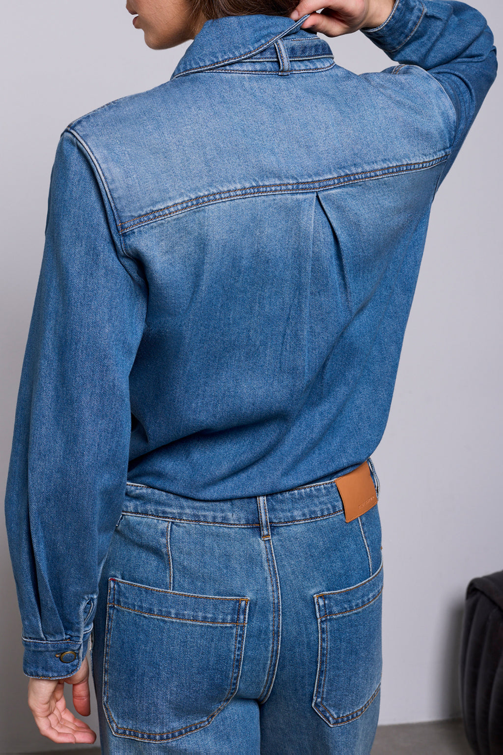 Denim Blouse with Removeable Self Tie