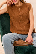 Split Crew Neck Sweater Vest