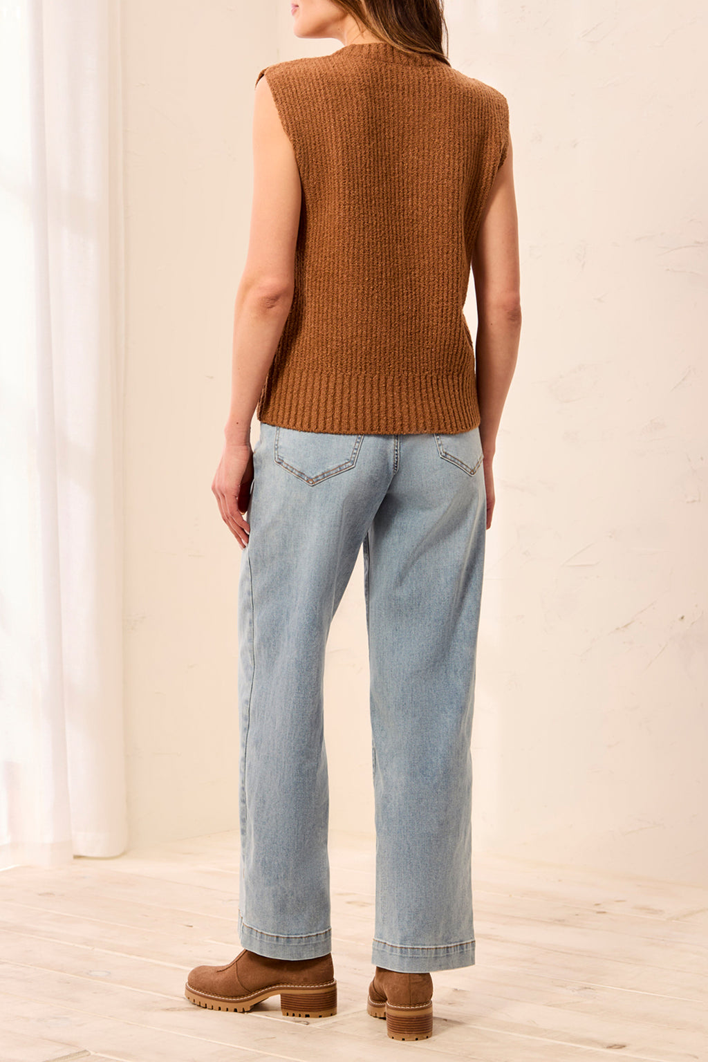 Split Crew Neck Sweater Vest