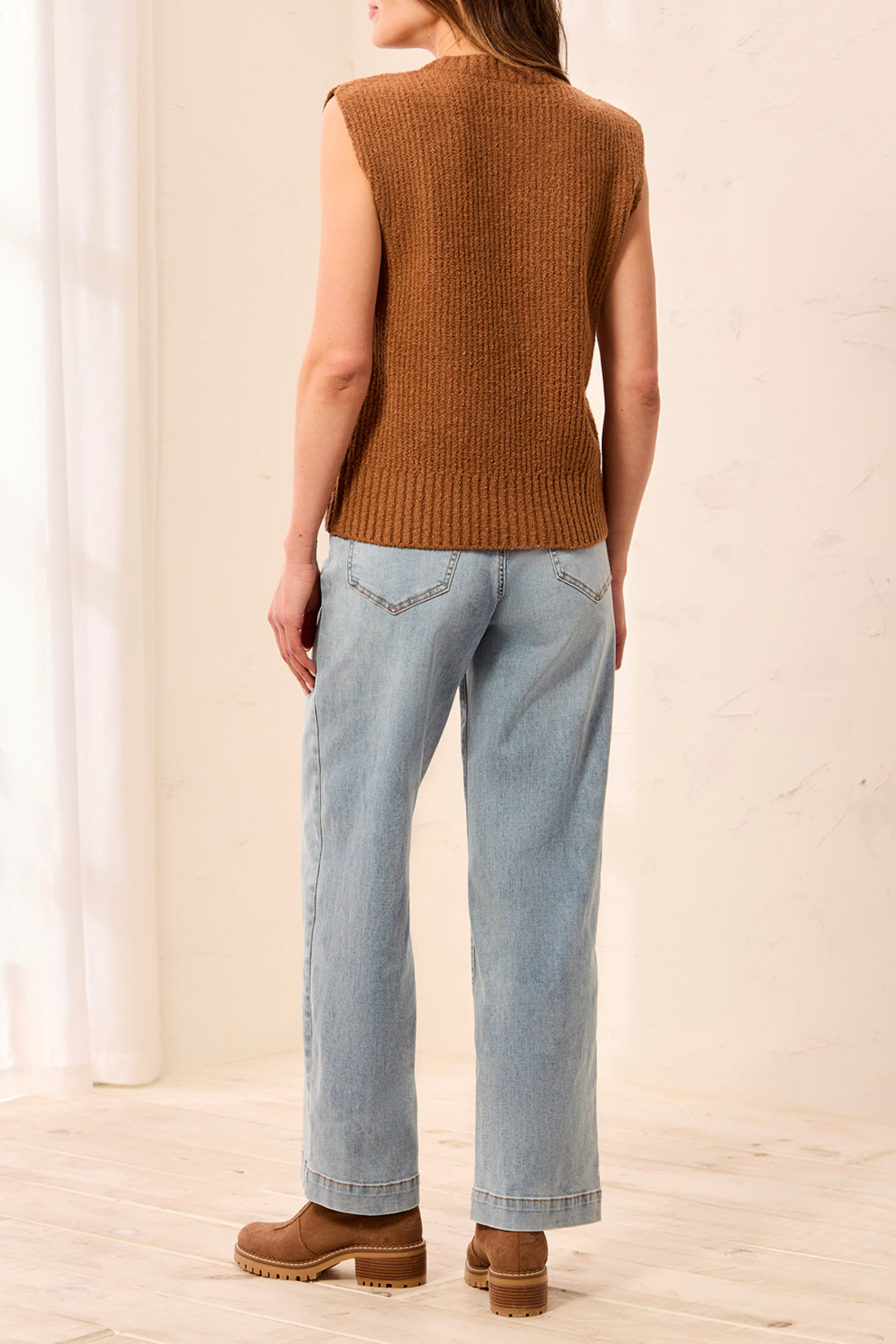 Split Crew Neck Sweater Vest