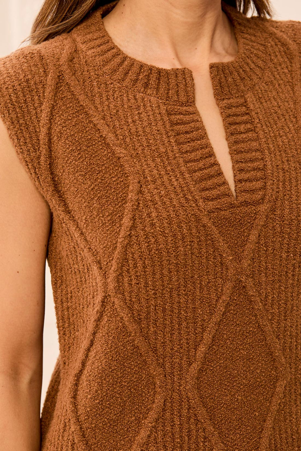 Split Crew Neck Sweater Vest