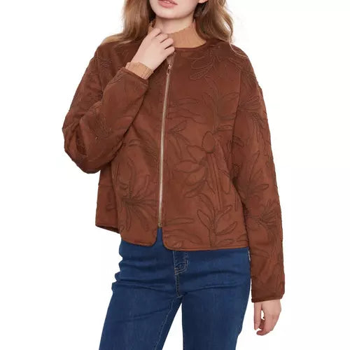 Quilted Faux Suede Bomber Jacket