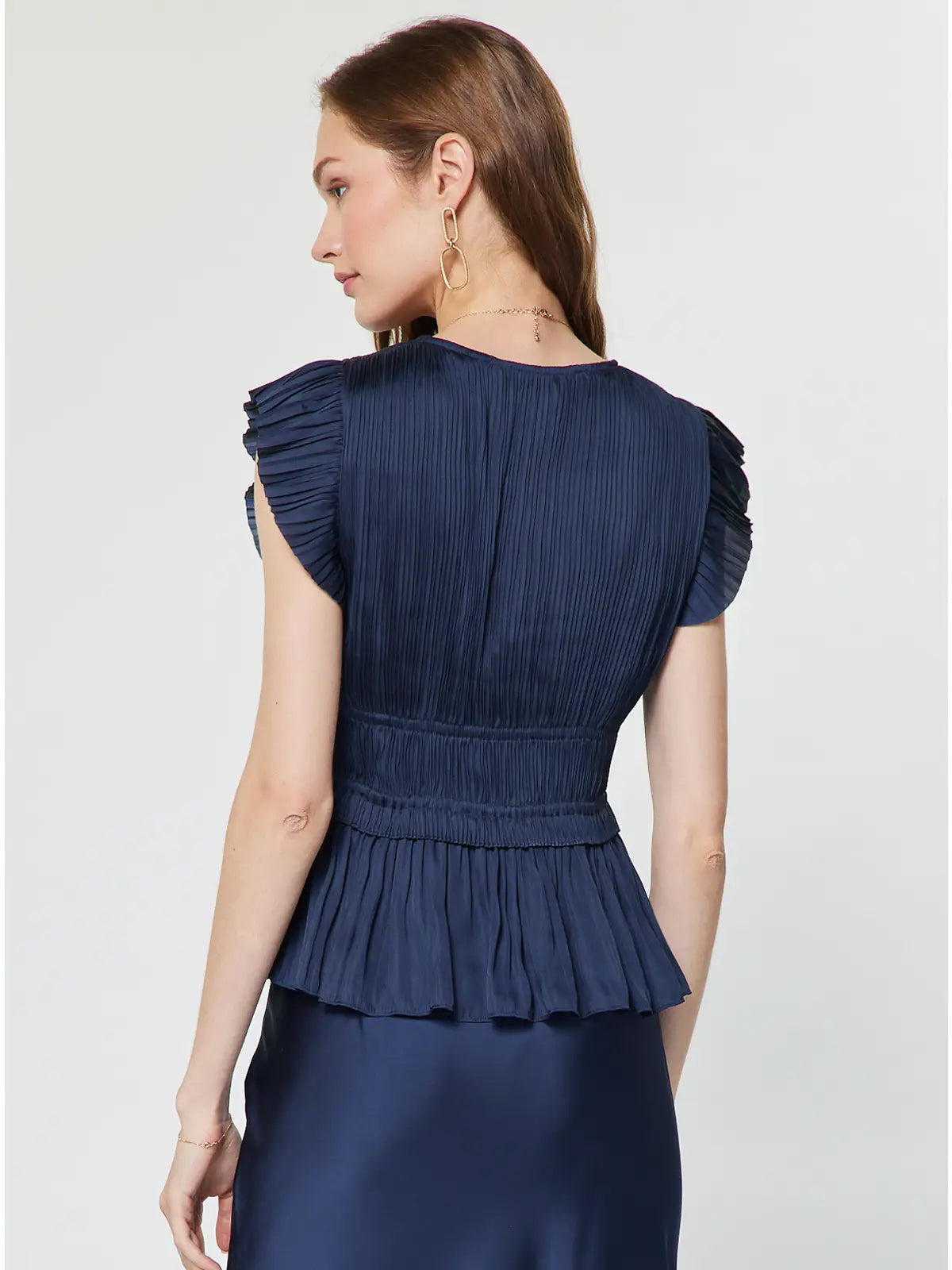 V Neck Pleated Sleeveless Top