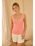 Heart Neck Sweater Tank with Contrast