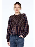 Larue Plaid Smocked Long Sleeve Top