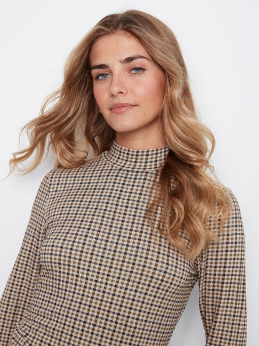Printed Jersey Long Sleeve Mock Neck Top