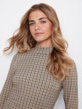 Printed Jersey Long Sleeve Mock Neck Top