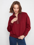 Soft Scuba Long Sleeve Half-Zip High Collar Sweatshirt