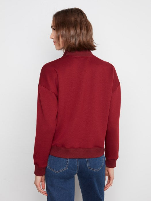 Soft Scuba Long Sleeve Half-Zip High Collar Sweatshirt