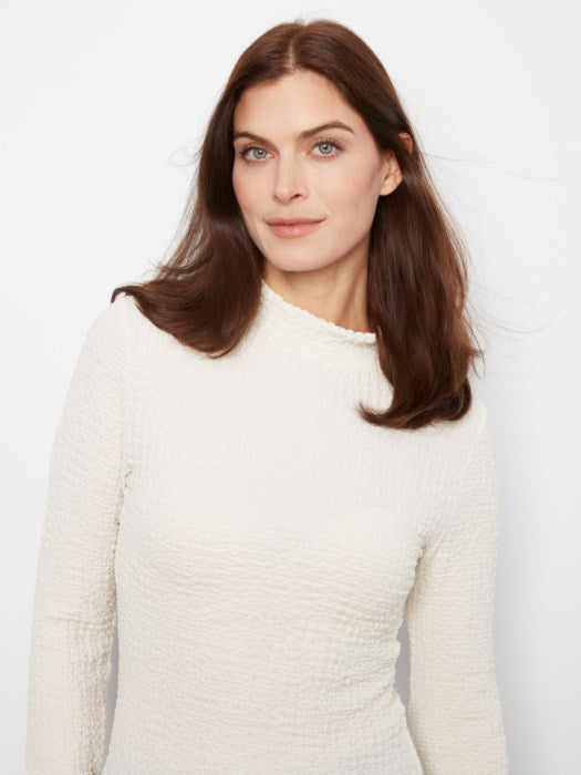 Bubble Knit Long Sleeve Mock Neck Top Lettuce Edge
