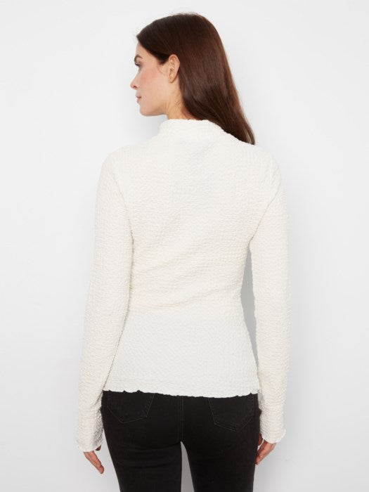 Bubble Knit Long Sleeve Mock Neck Top Lettuce Edge