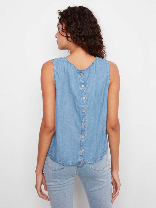 Tencel Sleeveless Scalloped Top