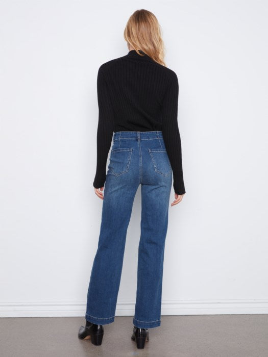 Straight Leg Jeans With Front Panel Pockets