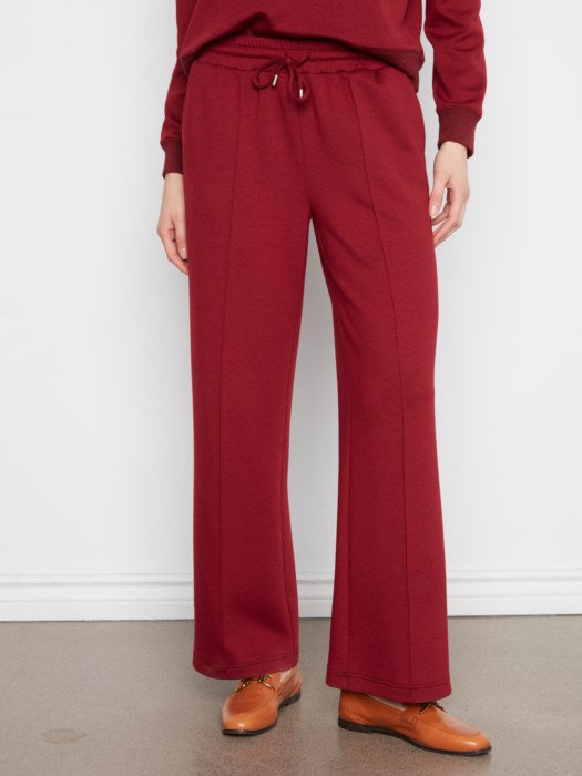 Soft Scuba Wide Leg Pin Tuck Jogger Pants With Elasticated Waist And Drawcord