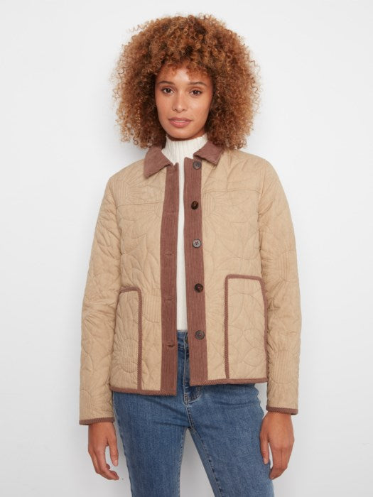 Sunflower Quilted Jacket with Corduroy Contrast Details