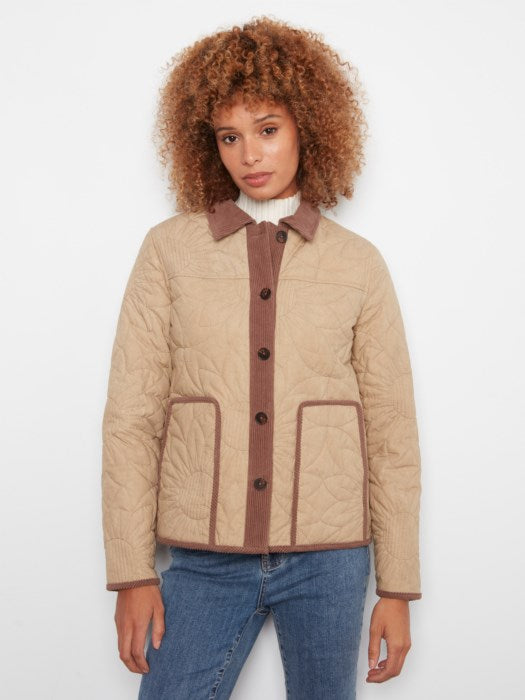 Sunflower Quilted Jacket with Corduroy Contrast Details