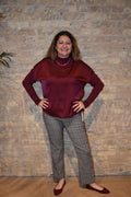 Satin Knit Top with Mock Neck