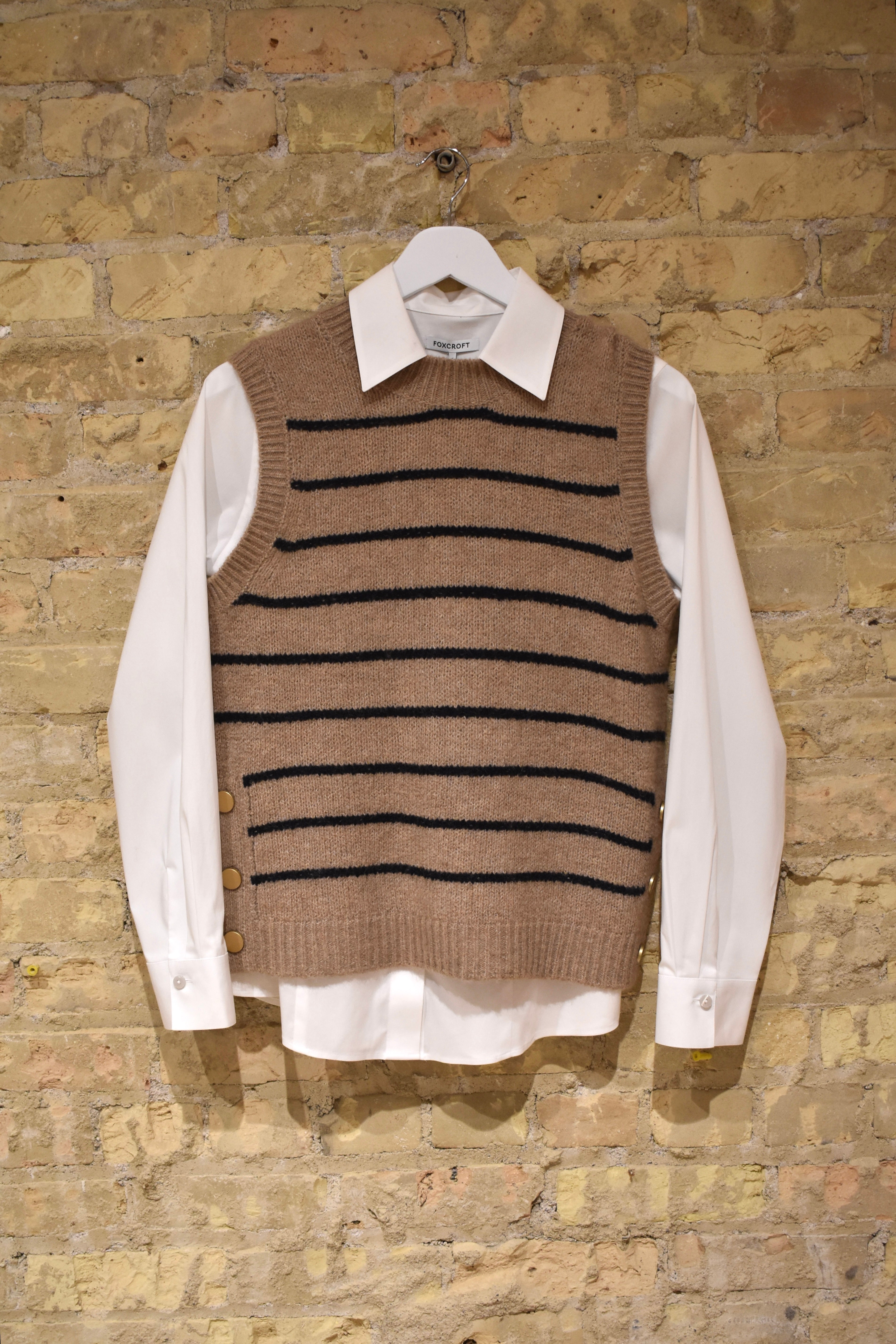 Striped Sleeveless V-Neck Sweater Vest