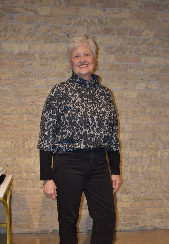 Long Sleeve Mock Neck Top w/ Combo