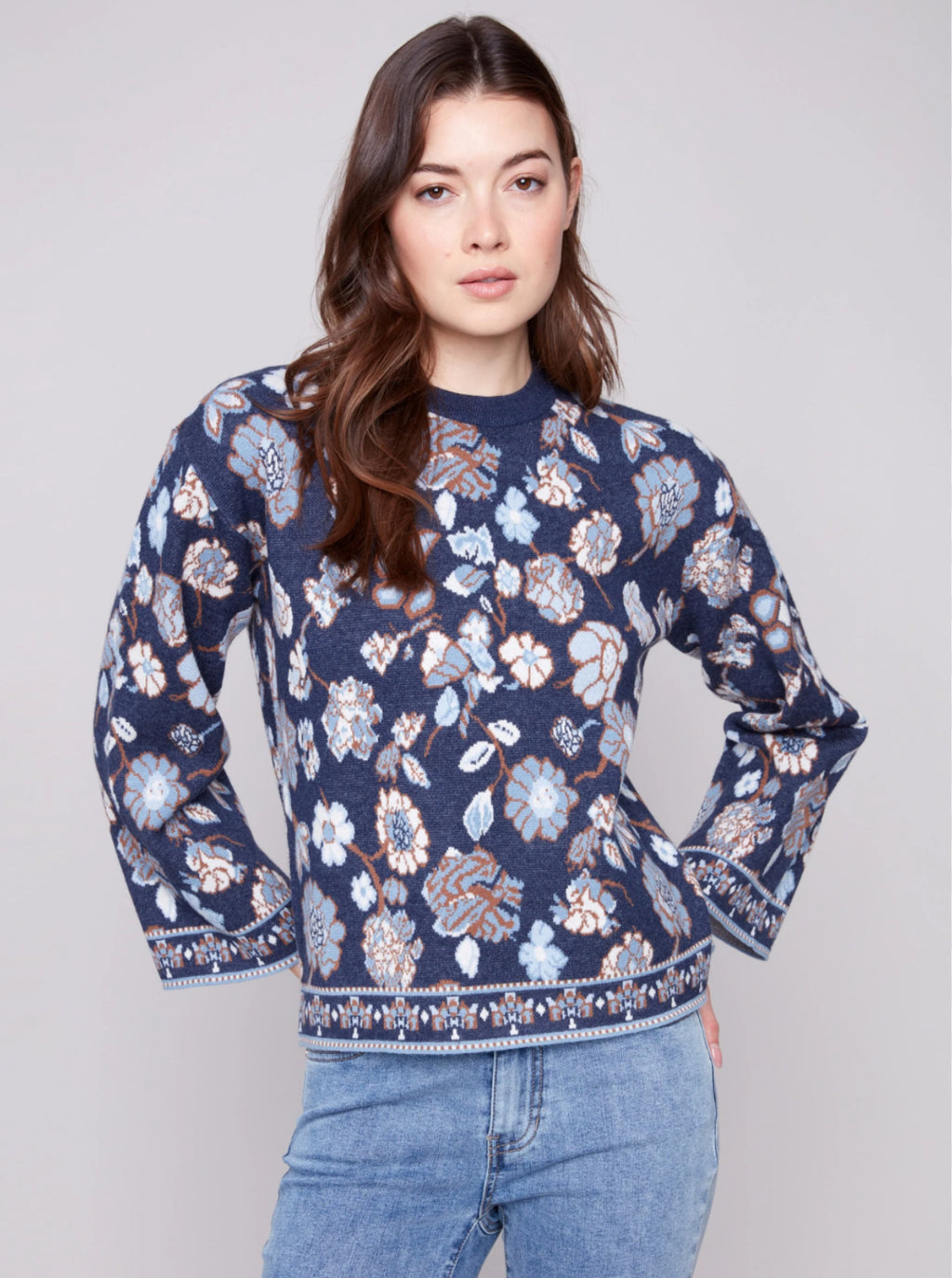 Crew Neck Jacquard Sweater
