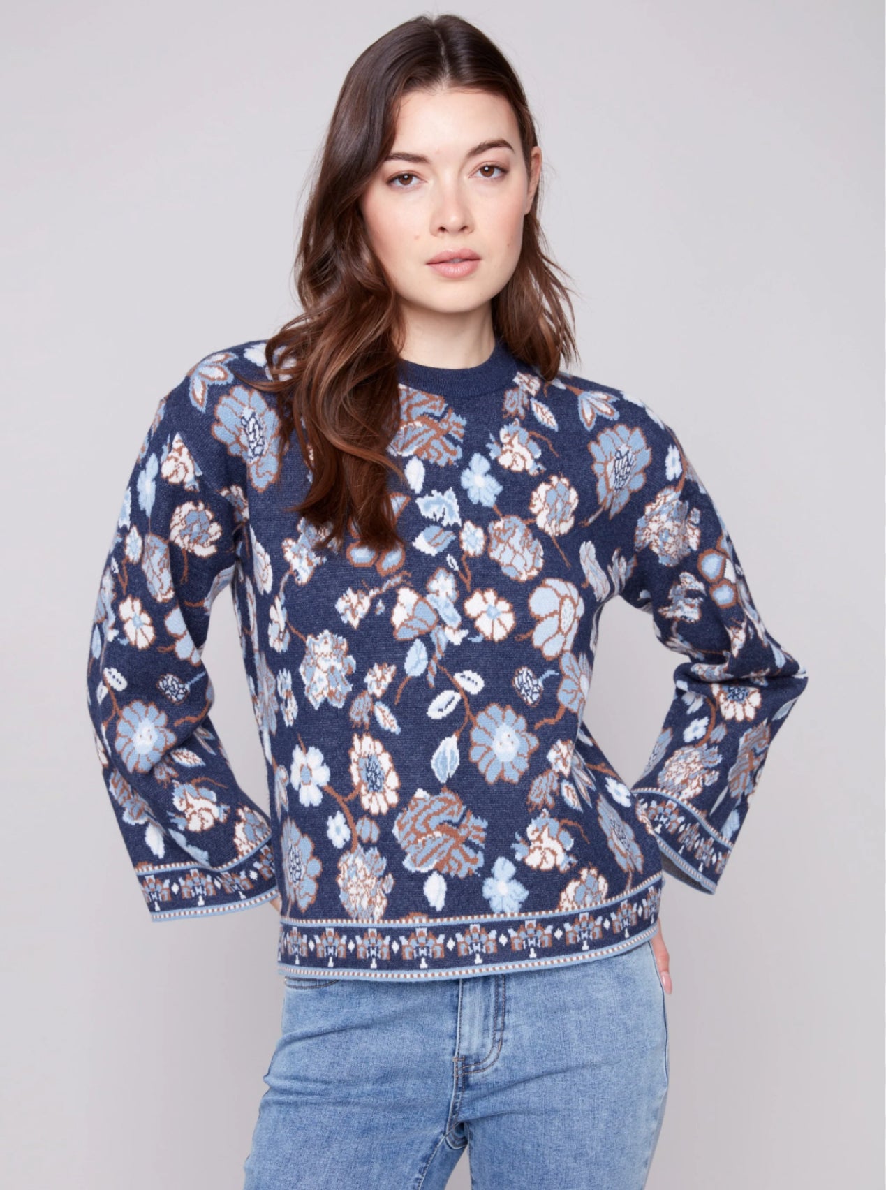 Crew Neck Jacquard Sweater