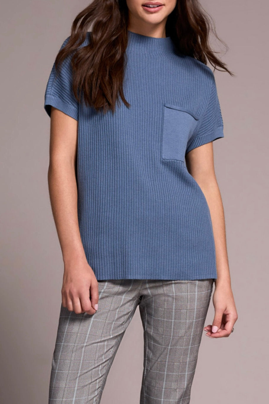 Short Sleeve Dolman Sweater with Pocket