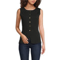 Crew Neck Sleeveless Button Front Knit Peplum Vest