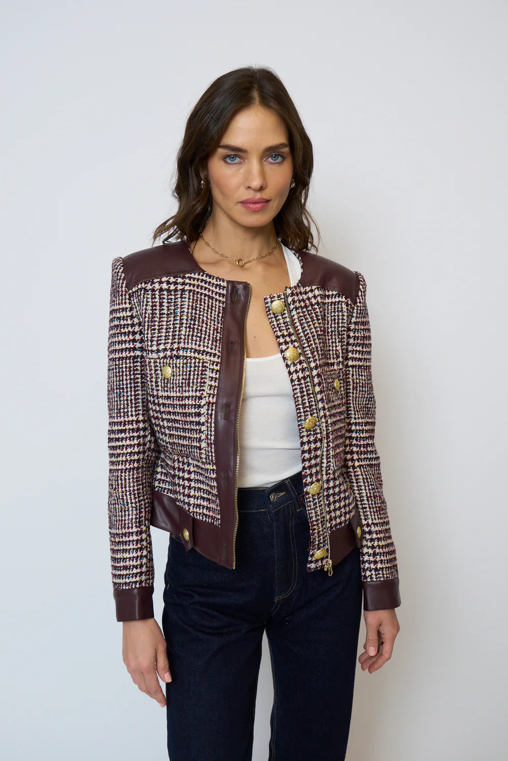 Billie Houndstooth Combo Jacket