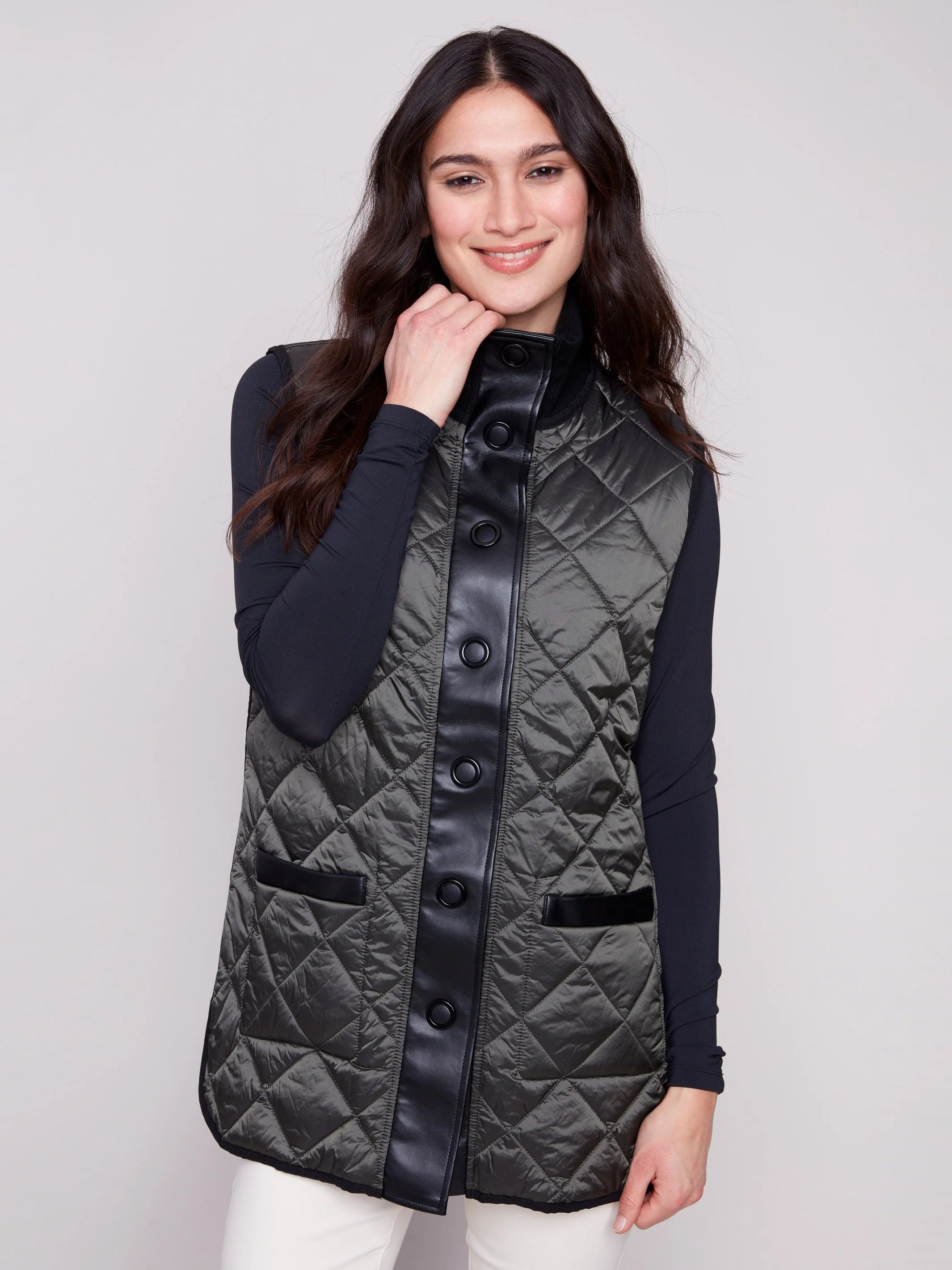 Reversible Button-Front Quilted Vest