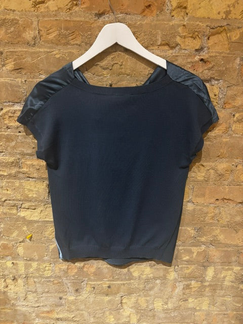 Cowl Neck Mixed Media Top