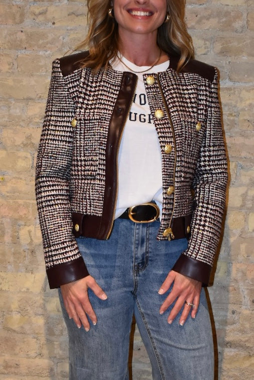 Billie Houndstooth Combo Jacket