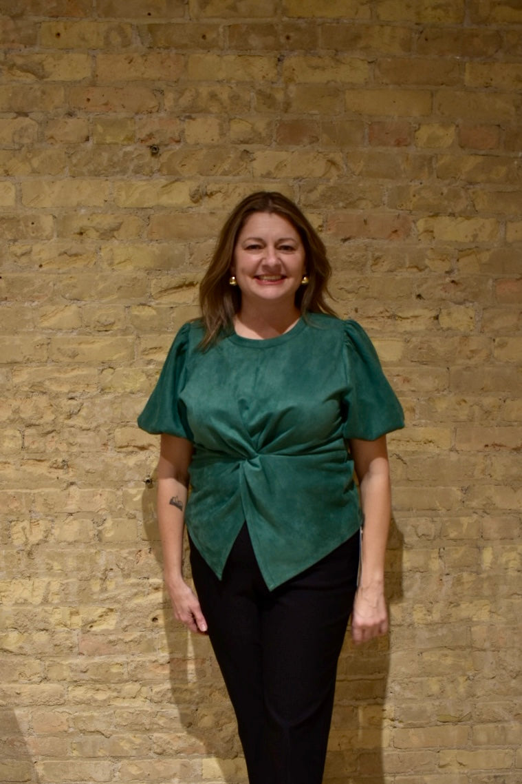 Green Velvet Twist Top