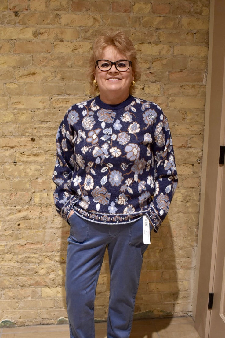 Crew Neck Jacquard Sweater