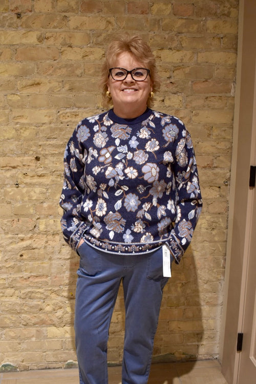 Crew Neck Jacquard Sweater