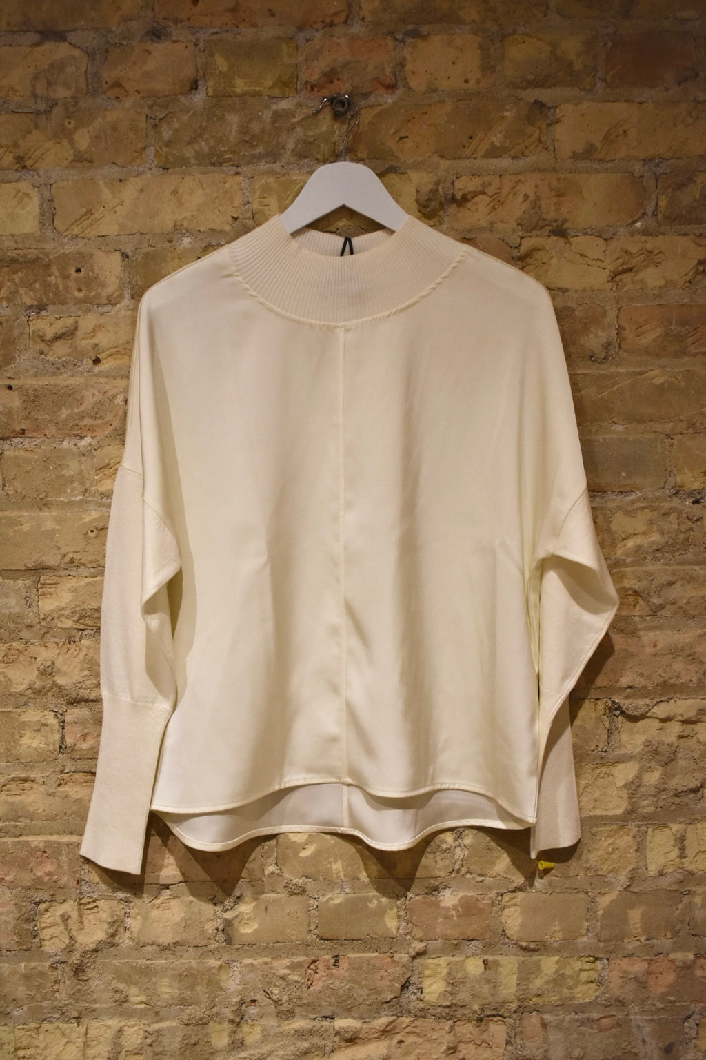 Satin Knit Top with Mock Neck