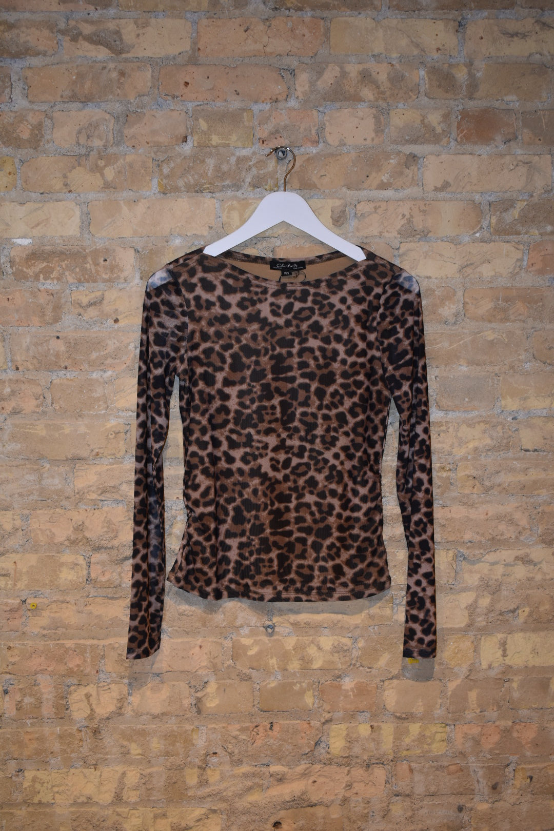 Printed Mesh Top Gathering at Sides