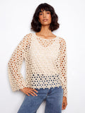 Cotton Blend Crochet Flower Top