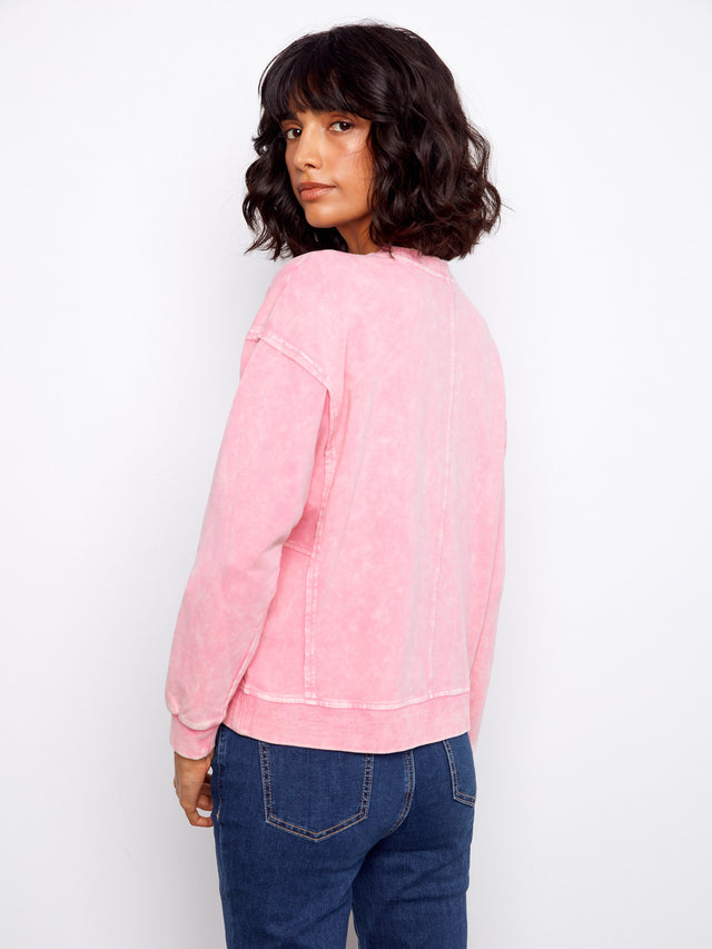 Long Sleeve Top With Flower Appliqué