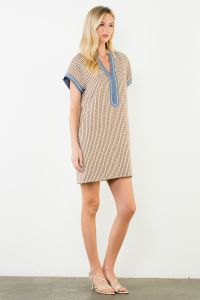 Short Sleeve Gingham Patterned Dress